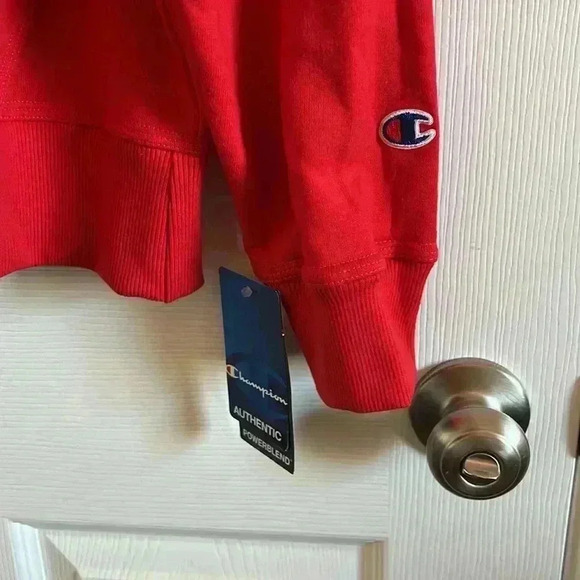 ChAMPION MENS POWERBLEND HOODIE size large color red with zipper front NWT - Picture 2 of 6